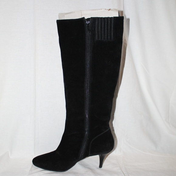 Heeled Suede Black Boots - Picture 1 of 8